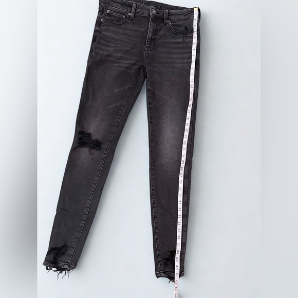 American Eagle Outfitters X-Long Distressed Black Skinny Jeans 🦅 - Picture 6 of 10